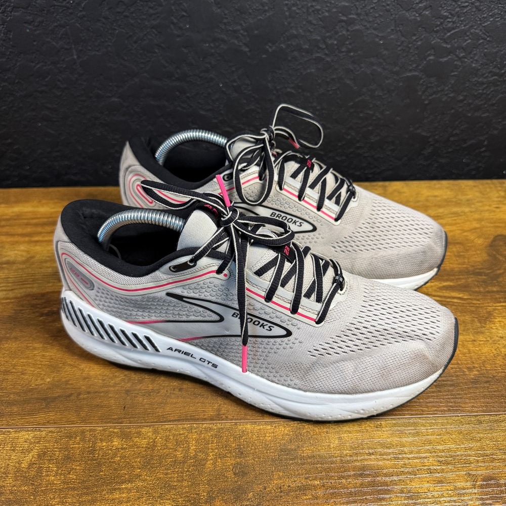 Brooks Ariel GTS 23 1203901B078 Grey Pink Mesh Running Shoes Womens 10.5